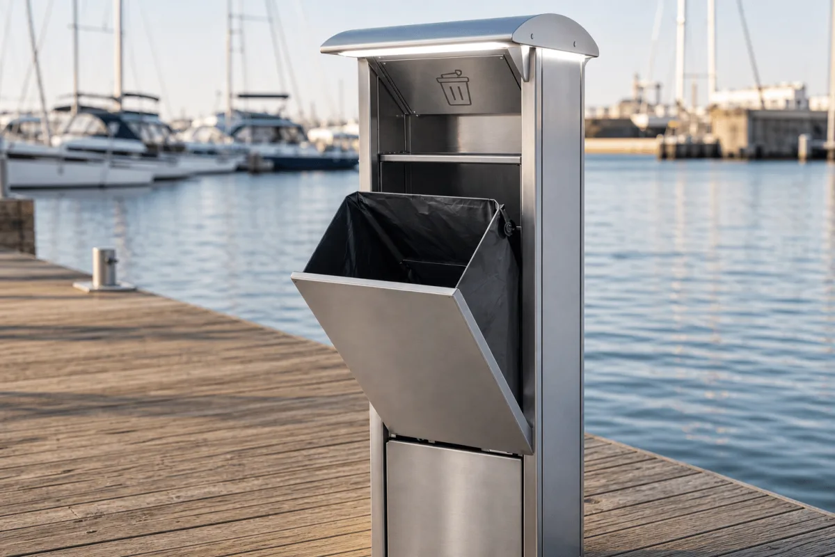 Open Marinella NEO LightBin reveals the black liner bag secured to its internal support frame.