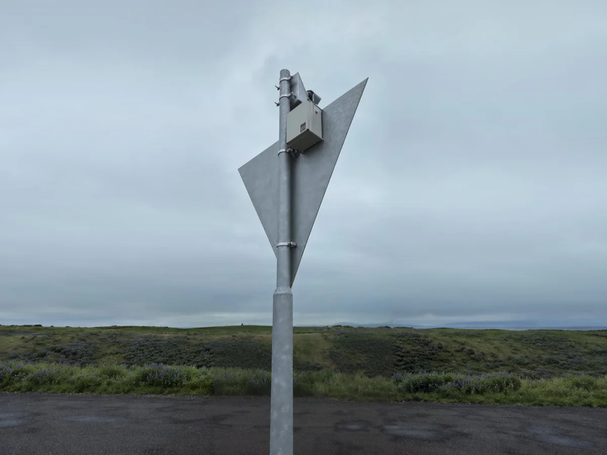 PowerGuard enclosure clearly visible on the post of a daymark, powering the light at the top.