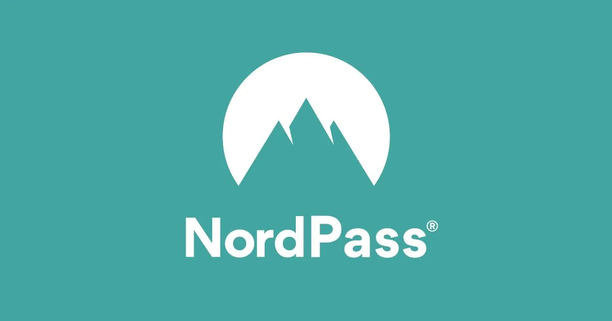 NordPass logo, a white mountain emblem on the teal brand background.