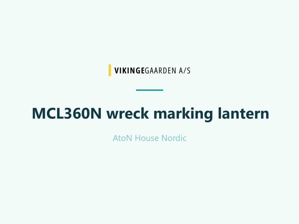 Vikingegaarden logo card for MCL360N wreck marking lantern, AtoN House Nordic.