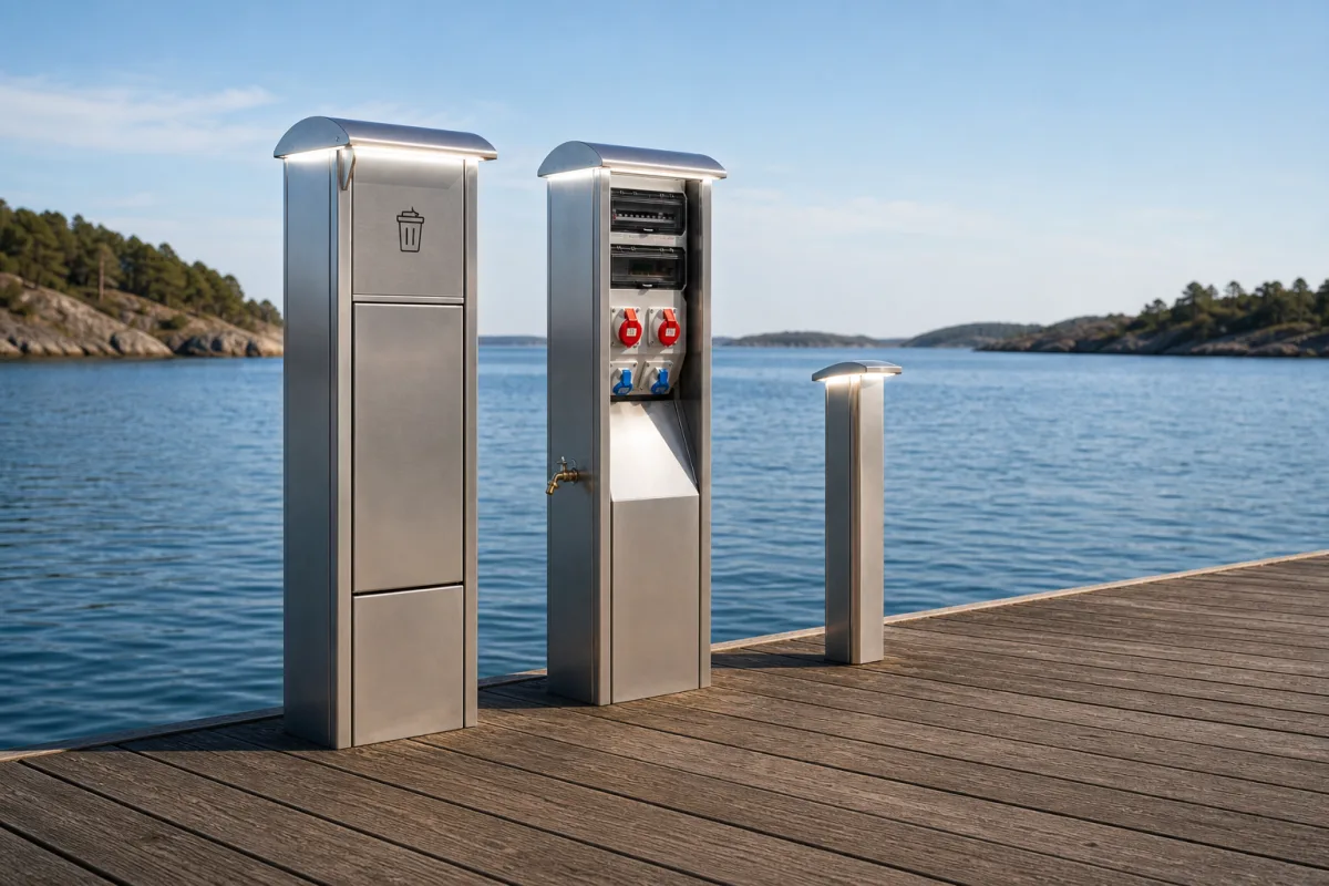 The NEO family together: LightBin and NEO Stand at the same height with the shorter NEO Light beside them.