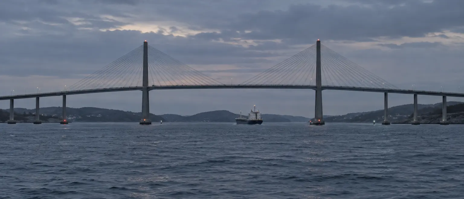 A representative scene for this solution, seen from a distance: Bridge and structure marking