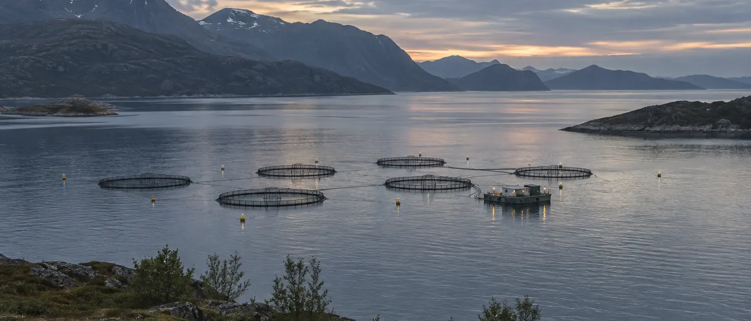 A representative scene for this solution, seen from a distance: Aquaculture site marking